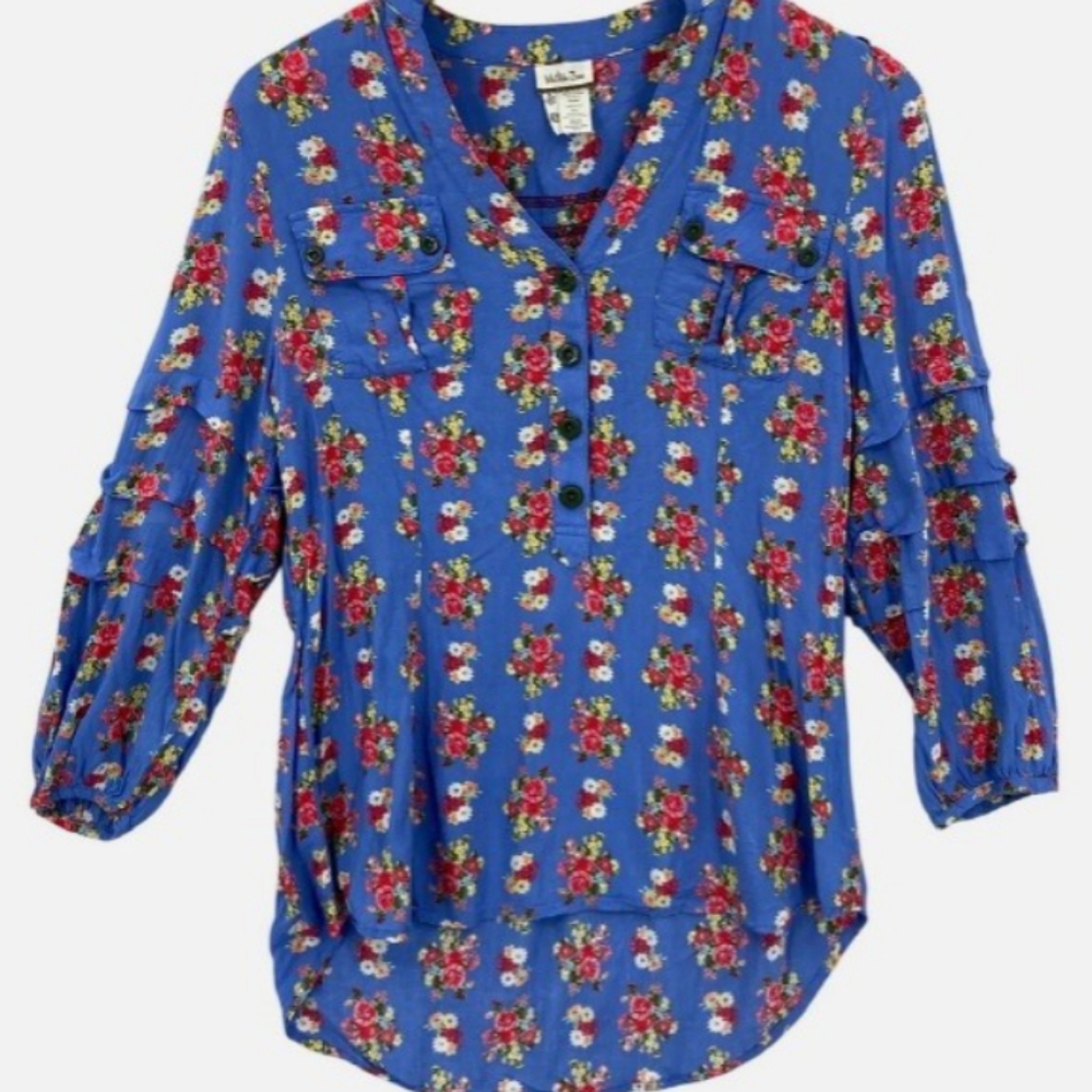 Matilda Jane Multicolored 3/4 Sleeve Polo Blouse